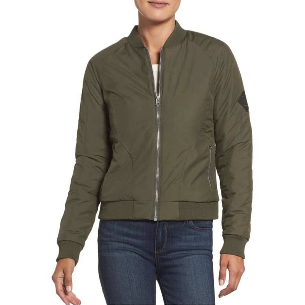 The North Face Women Bomber Jacket Olive Army Green Heatseeker Water Resistant S